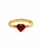 Brass dark red resin heart ring