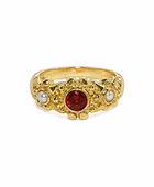 Brass vintage garnet en pearl ring