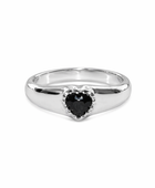 Silver onyx heart ring