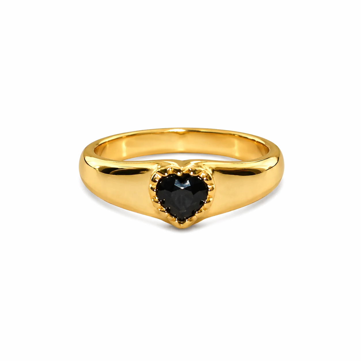Brass onyx heart ring