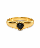 Brass onyx heart ring