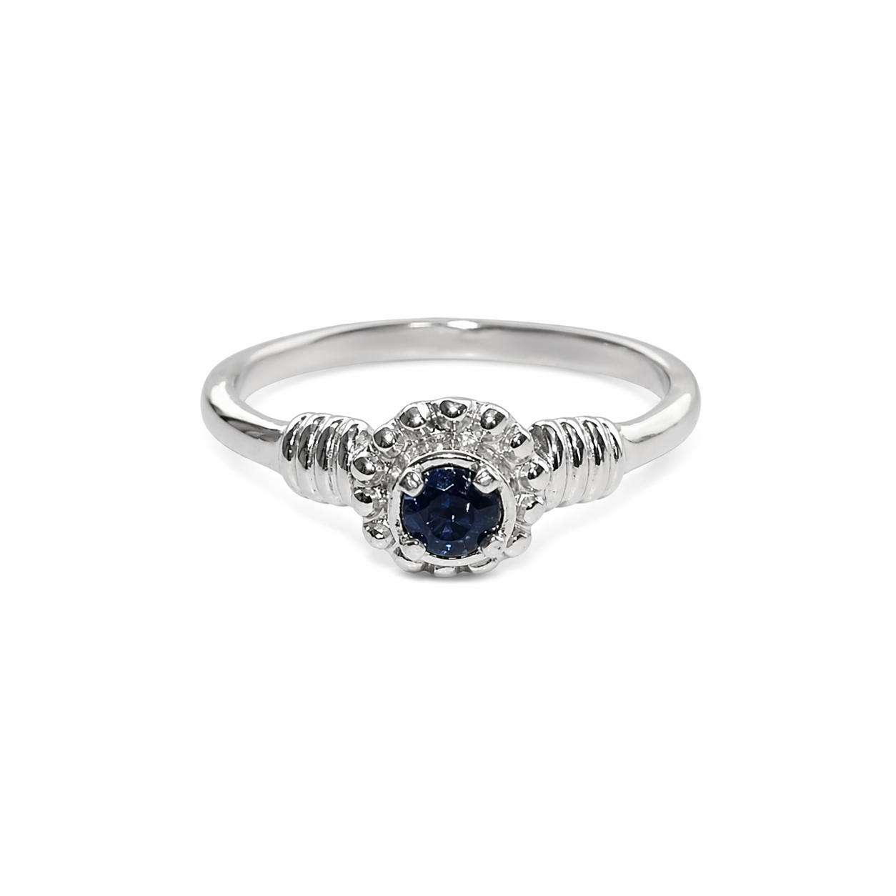 Silver blue flower ring