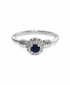 Silver blue flower ring