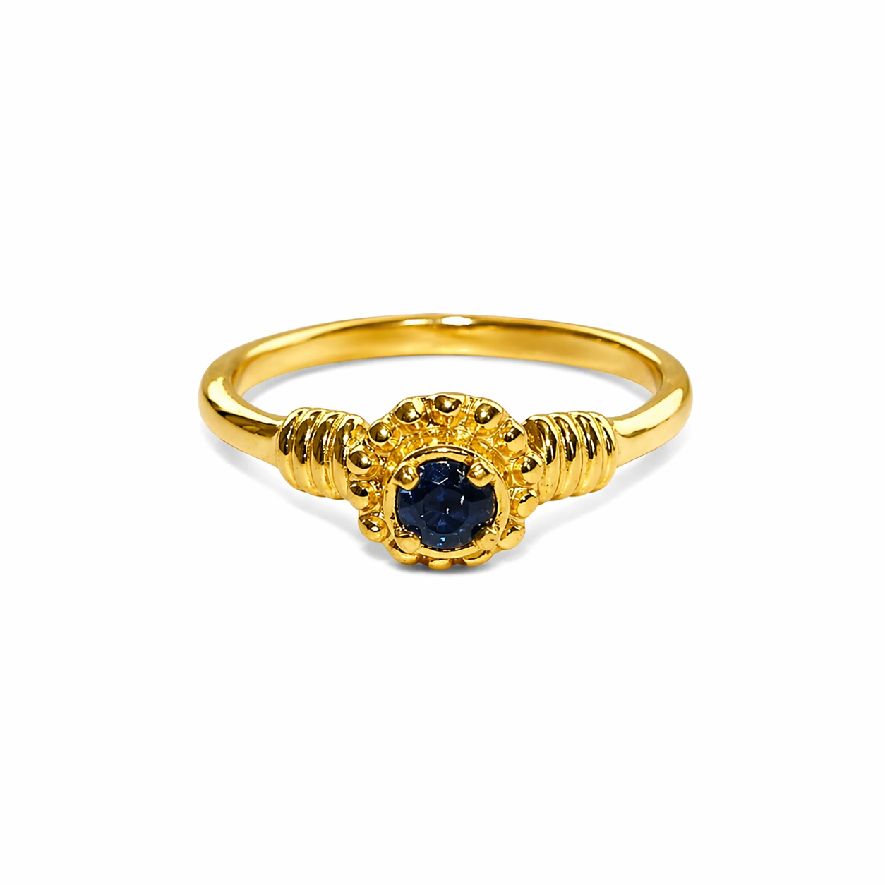 Brass blue flower ring