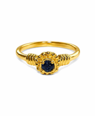 Brass blue flower ring