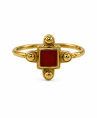 Brass dark red resin lela dot ring