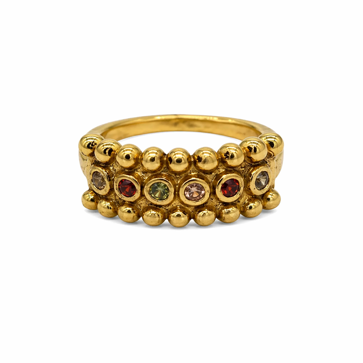 Brass multi stone ring