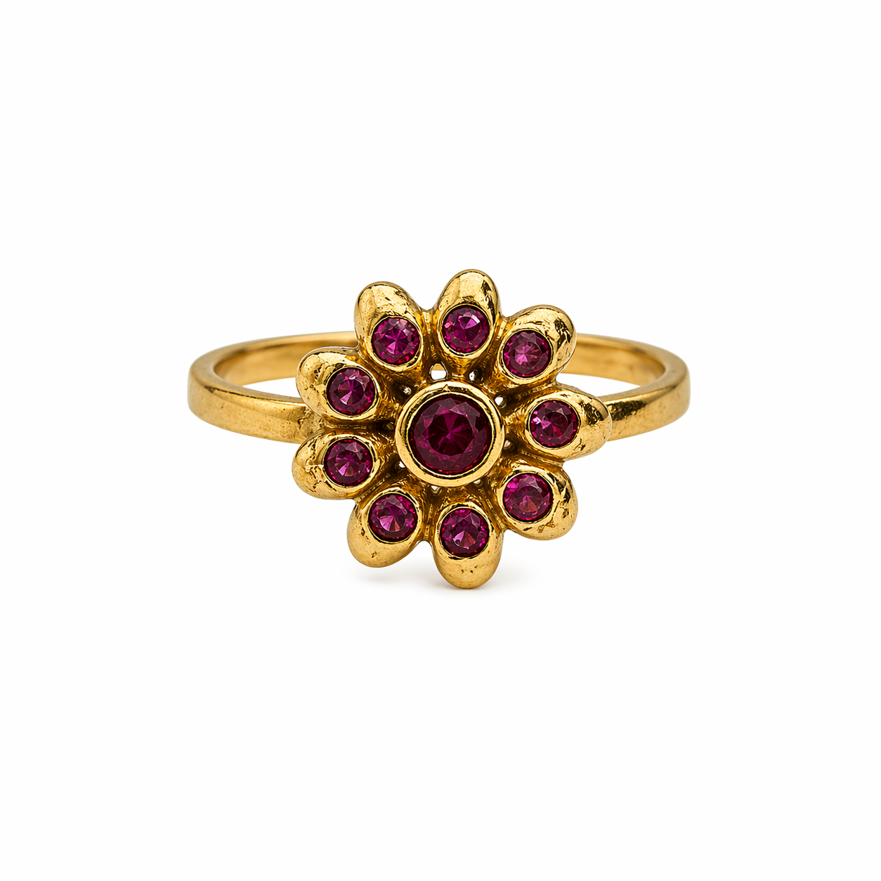 Brass chunky flower ring