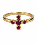 Brass ruby flower ring