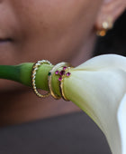 Brass ruby flower ring