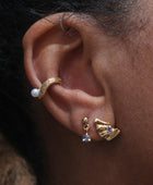 Silver wave stud earring