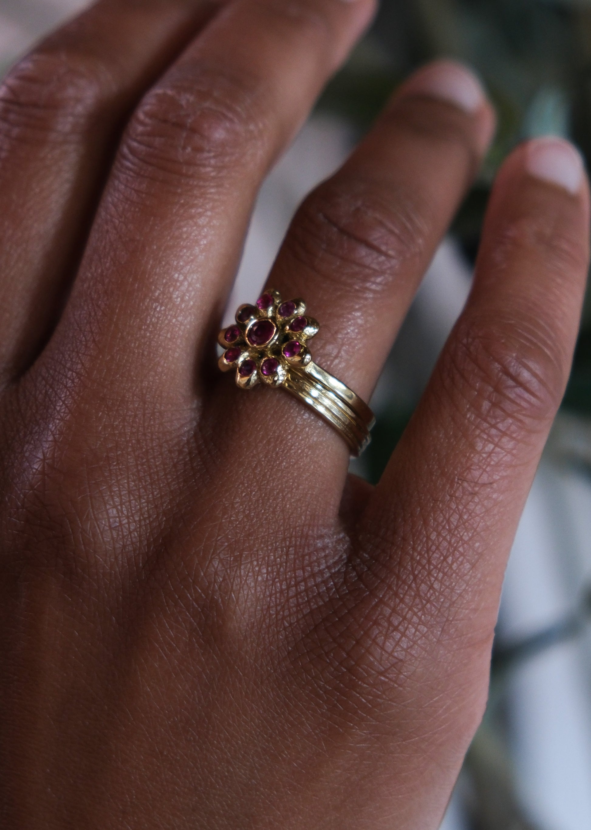 Brass thin stripe band ring