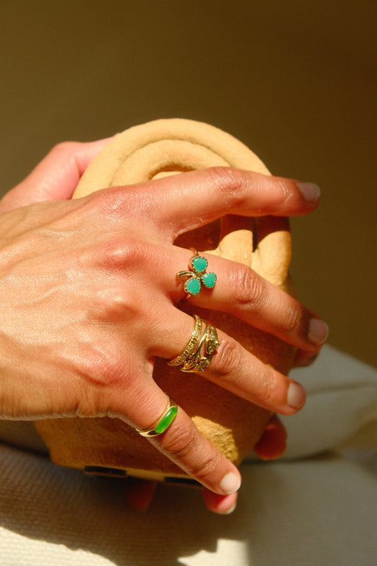 Brass green signet ring