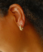 Multi bar hoop stud earring brass/g-p