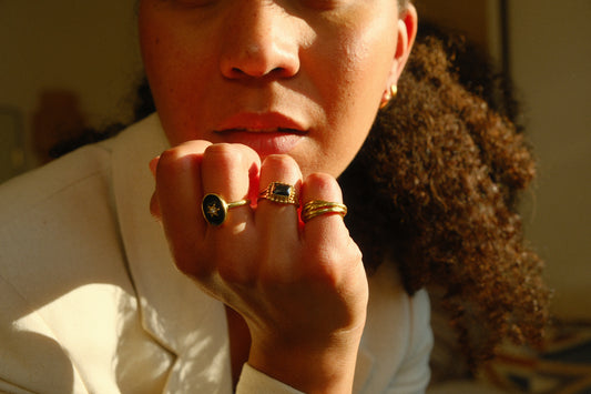 Brass black zircon dot ring