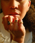Brass ring black resin star