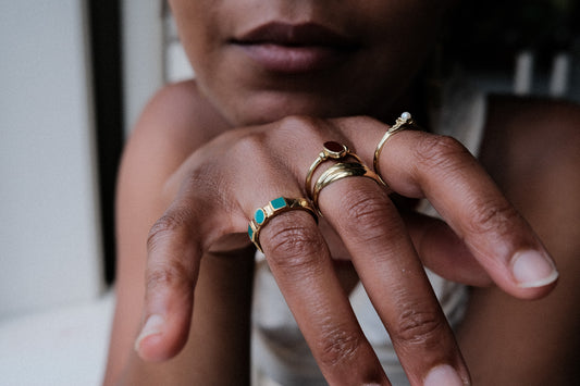 Ringen -triple green resin - Brass
