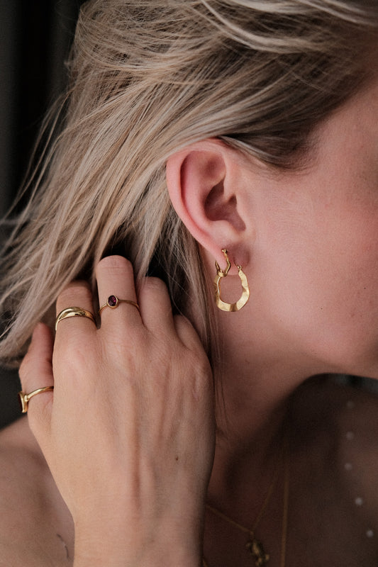 Oorbellen - Flat hoop - Gold plated