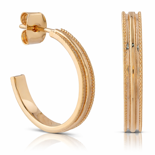 Stud stripe hoop brass/ g-p