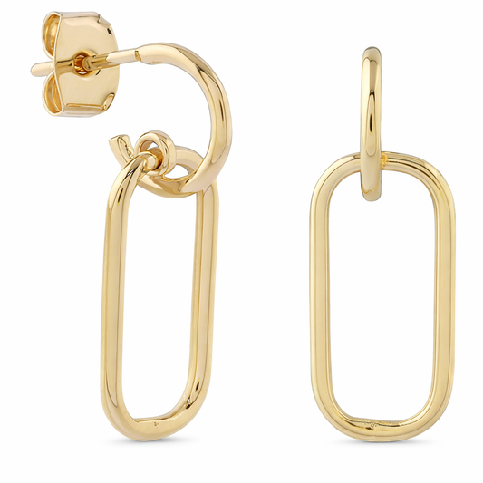 Double square stud hoop brass/ g-p