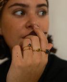Ring blue saphir flower 14K gold