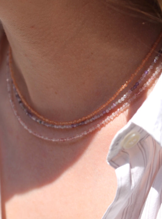 Necklace pink strawberry quartz with g-p lock