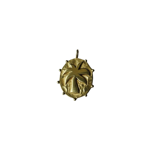 Big palmtree pendant brass/ g-p