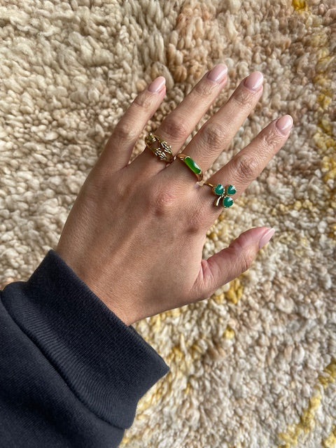 Brass green signet ring