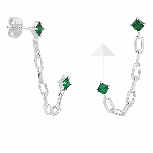 Double stone stud earring brass/ s-p per piece