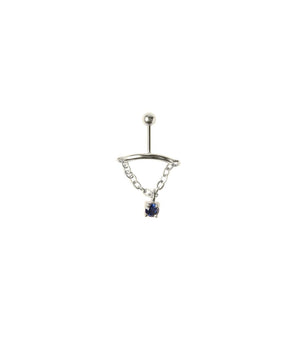 Silver black stone chain earring