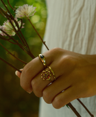 Brass onyx heart ring