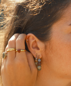 Big green stone dot earring g-p