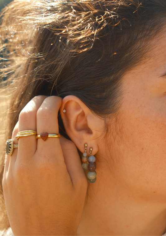 Big green stone dot earring g-p
