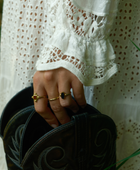 Brass dark red resin lela dot ring