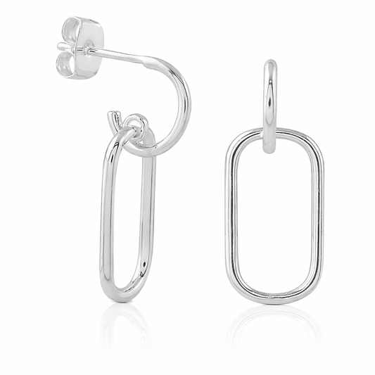 Double square stud hoop brass/ s-p