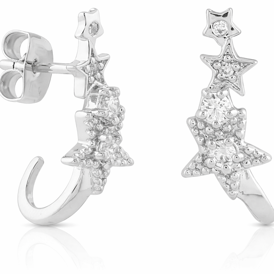 Falling star earring brass/ s-p