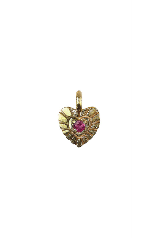 Pendants - Garnet heart - Gold plated