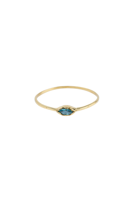 Ringen - Tiny eyeshape blue - Brass