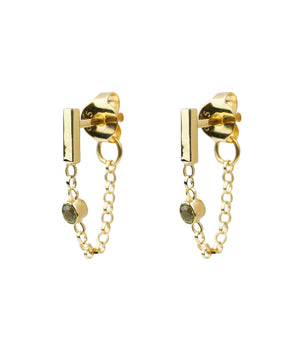 Oorbellen - Peridot chain - Gold plated