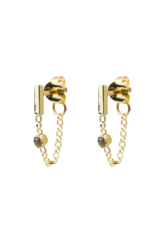 Oorbellen - Peridot chain - Gold plated