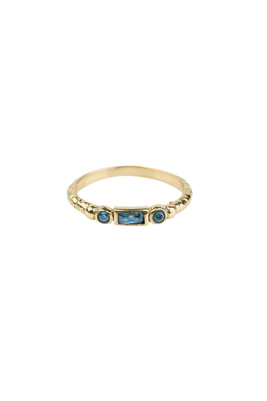 Ringen blue rectangle and round - Brass