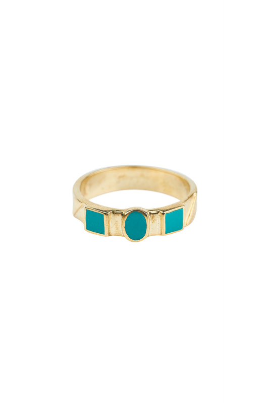 Ringen -triple green resin - Brass