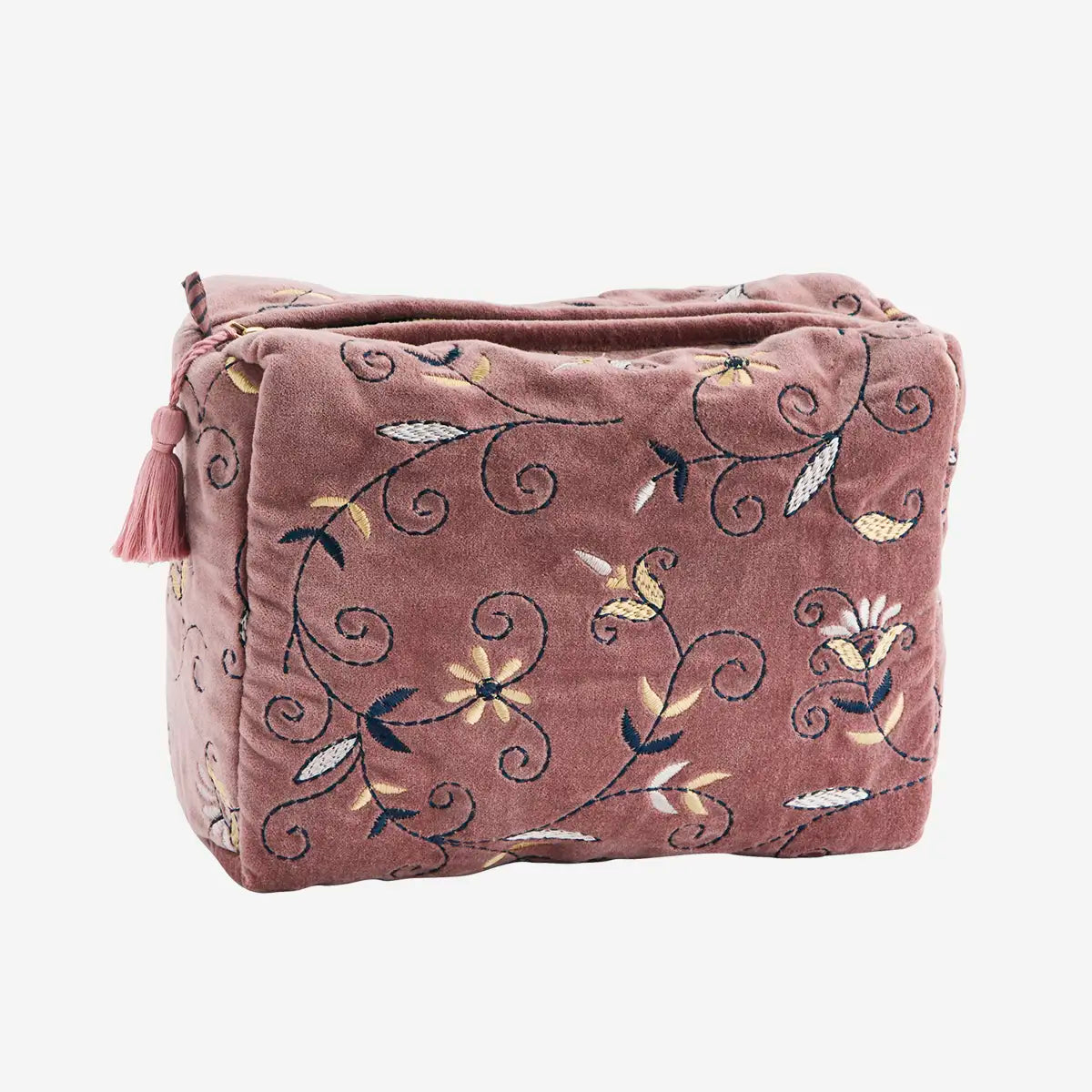 Embroidered velvet washbag medium