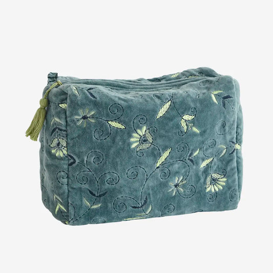 Embroidered velvet washbag big