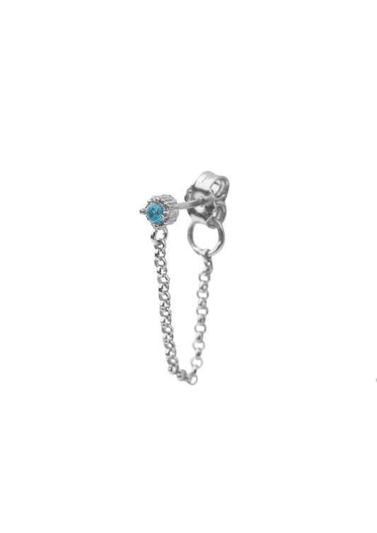 Silver birthstone earring Maart aquamarine