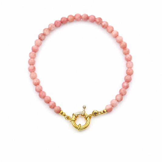Bracelet pink stone big lock