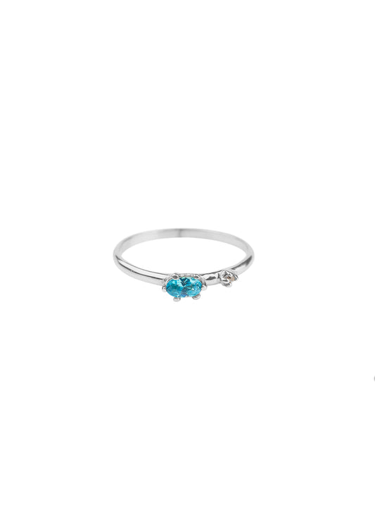 Ringen - Blue and white zircon - Silver