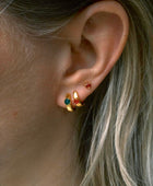 Oorbellen - Hoop stud ruby - 22k Gold