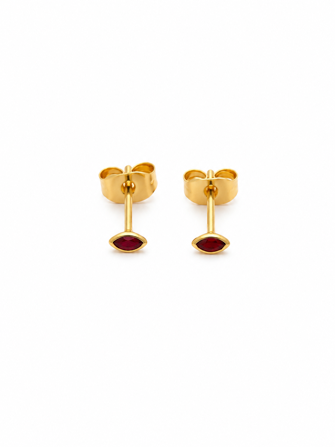 Garnet oval stud brass/ g-p