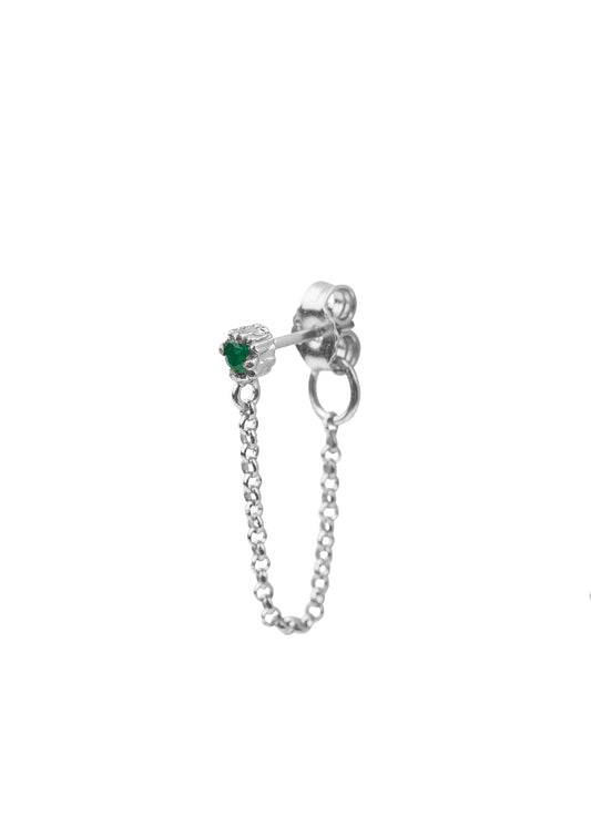 Silver birthstone earring Mei green emerald